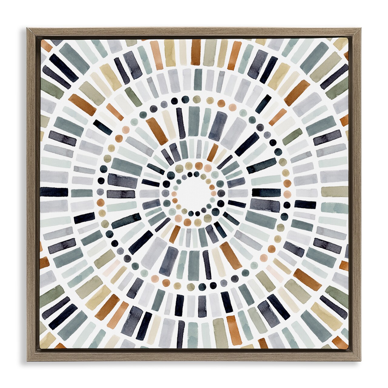Stupell Industries Abstract Rustic Mosaic Circle Framed Floater Canvas Wall Art